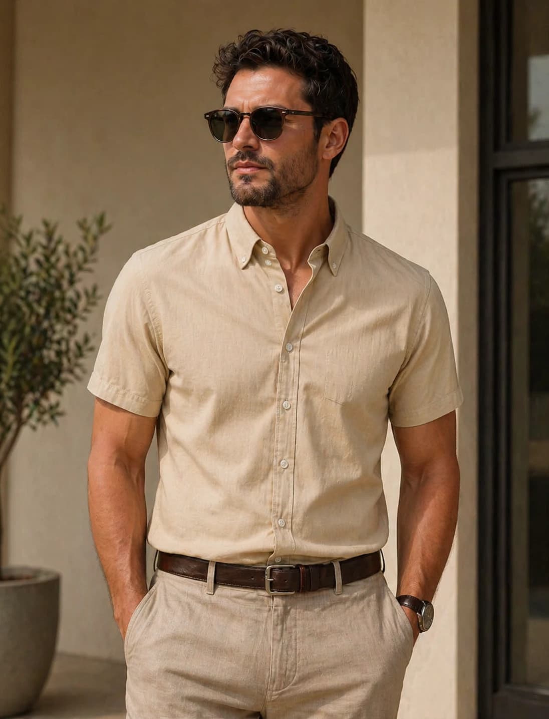 SHT71 brown Half Sleeve Shirt